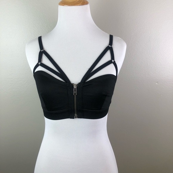 Gypsy Warrior Other - Gypsy Warrior Black Strappy Trendy Sexy Black Bralatte w/ Zip up Front Size XS